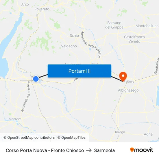 Corso Porta Nuova - Fronte Chiosco to Sarmeola map