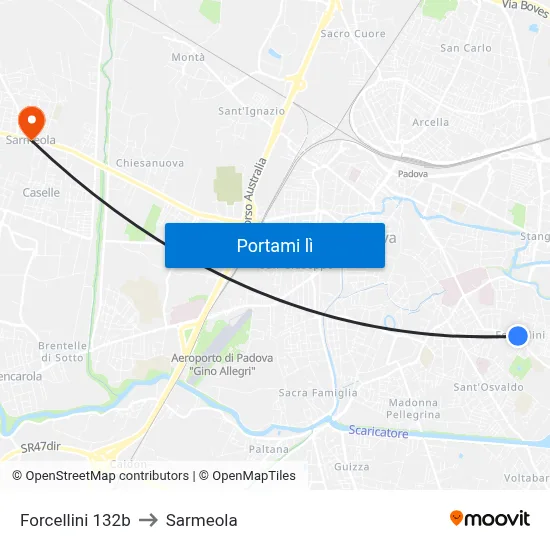 Forcellini 132b to Sarmeola map