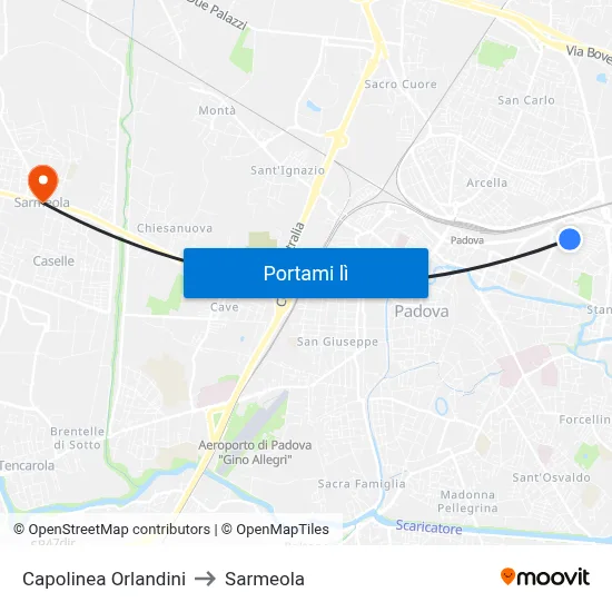 Capolinea Orlandini to Sarmeola map