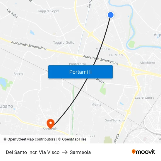 Del Santo Incr. Via Visco to Sarmeola map