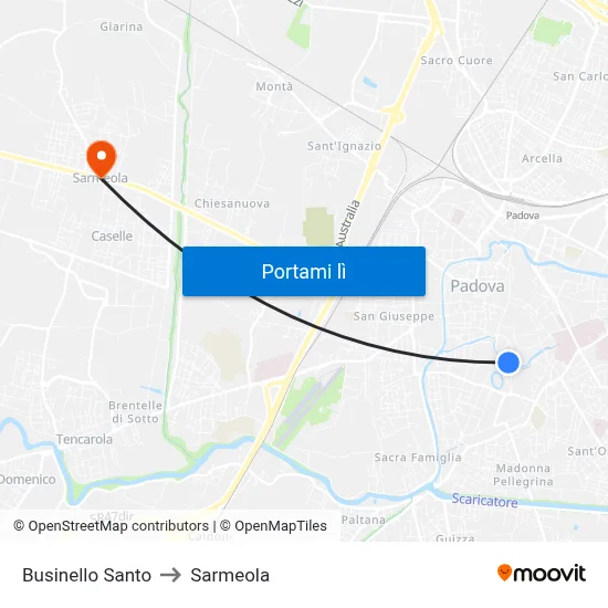 Businello Santo to Sarmeola map