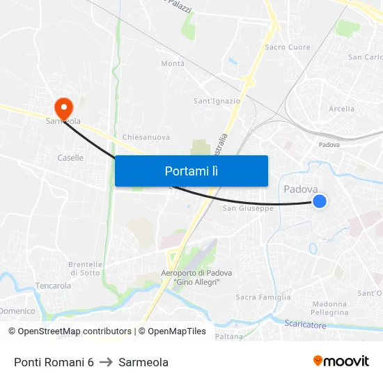 Ponti Romani 6 to Sarmeola map
