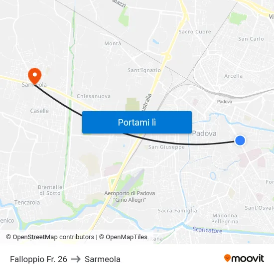 Falloppio Fr. 26 to Sarmeola map
