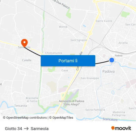 Giotto 34 to Sarmeola map