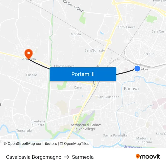 Cavalcavia Borgomagno to Sarmeola map