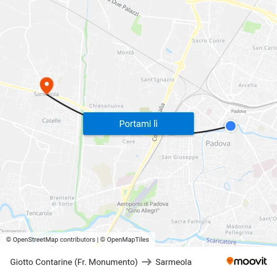 Giotto Contarine (Fr. Monumento) to Sarmeola map
