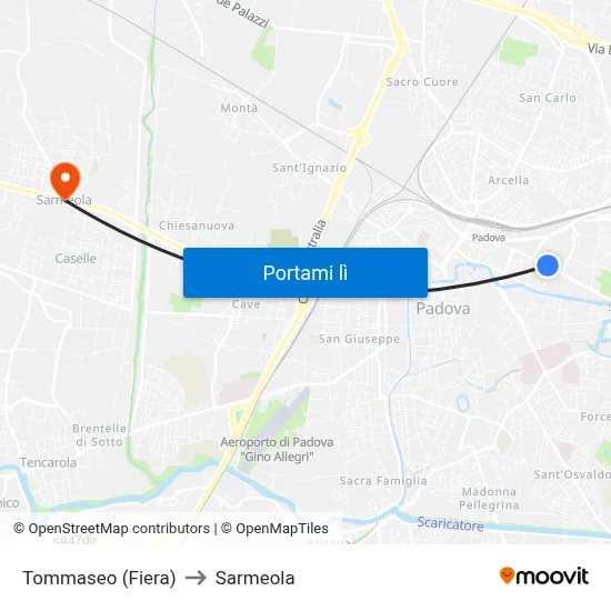 Tommaseo (Fiera) to Sarmeola map
