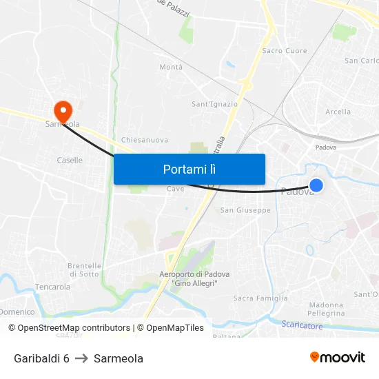 Garibaldi 6 to Sarmeola map