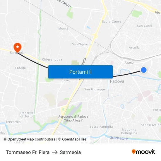 Tommaseo Fr. Fiera to Sarmeola map