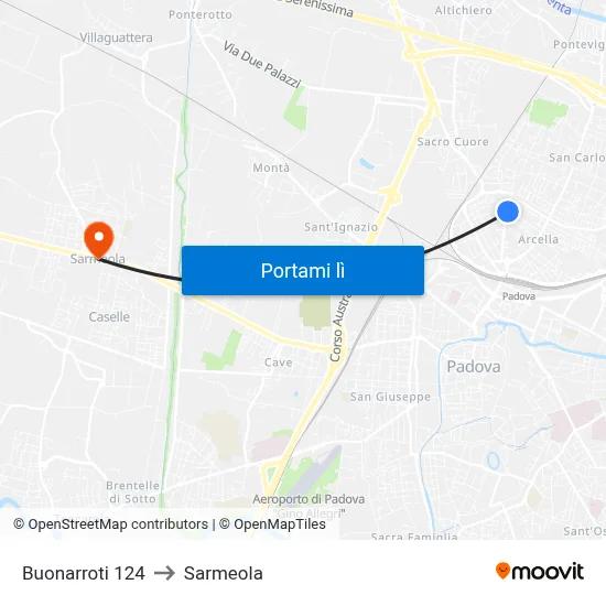 Buonarroti 124 to Sarmeola map