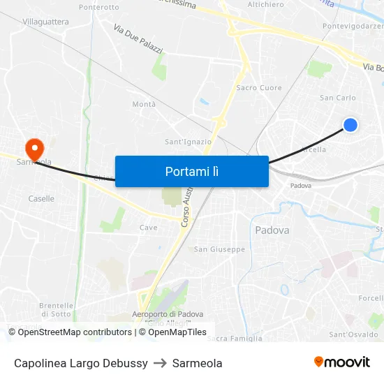 Capolinea Largo Debussy to Sarmeola map
