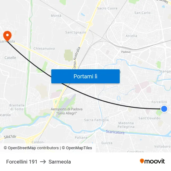 Forcellini 191 to Sarmeola map