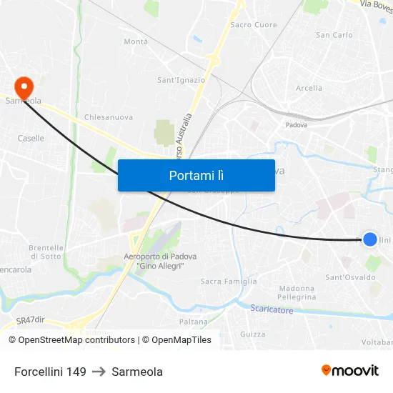 Forcellini 149 to Sarmeola map