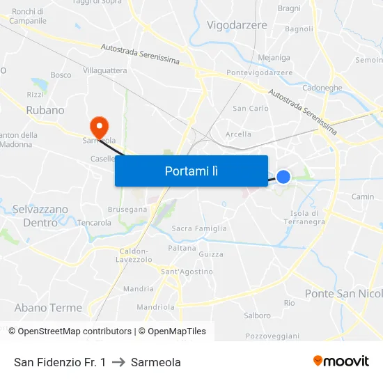 San Fidenzio Fr. 1 to Sarmeola map
