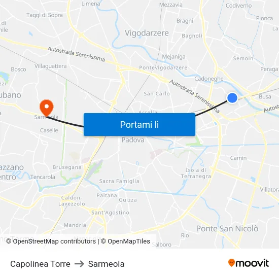 Capolinea Torre to Sarmeola map