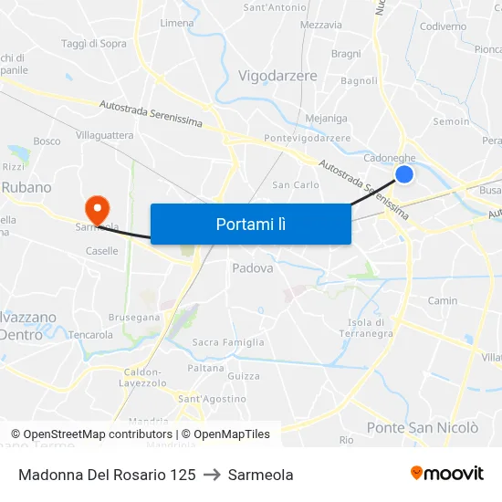 Madonna Del Rosario 125 to Sarmeola map