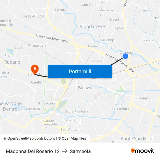 Madonna Del Rosario 12 to Sarmeola map