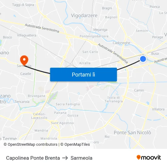 Capolinea Ponte Brenta to Sarmeola map
