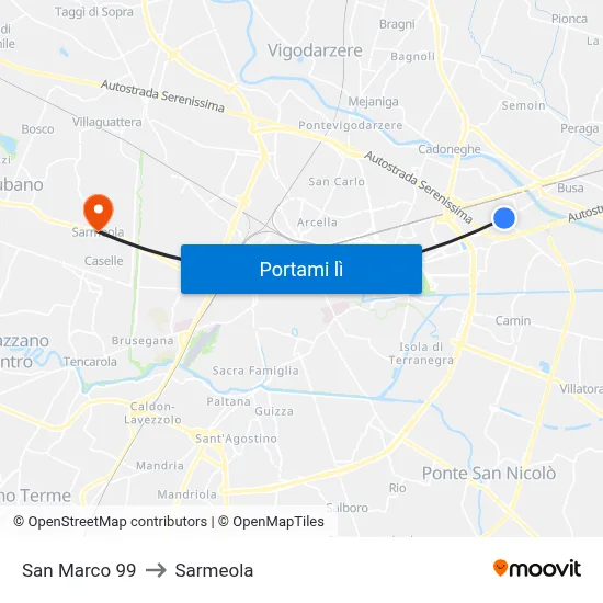 San Marco 99 to Sarmeola map