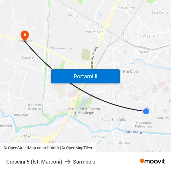 Crescini 6  (Ist. Marconi) to Sarmeola map