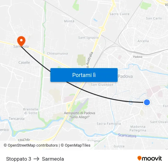 Stoppato 3 to Sarmeola map