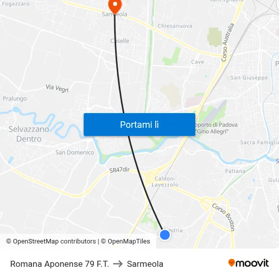 Romana Aponense 79 F.T. to Sarmeola map