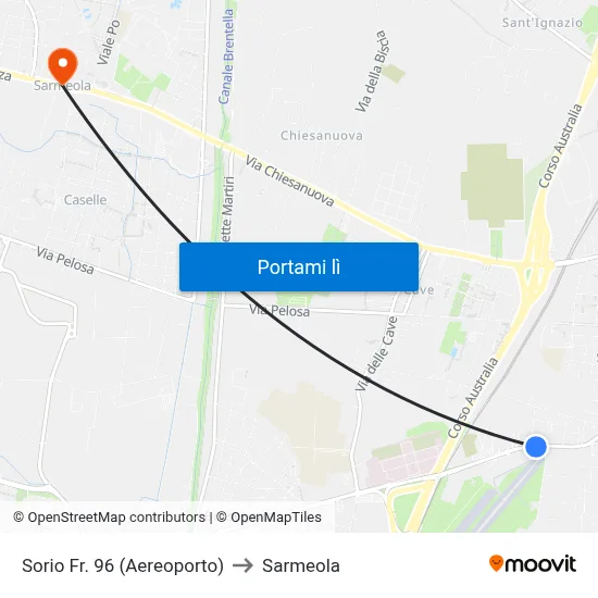 Sorio Fr. 96  (Aereoporto) to Sarmeola map
