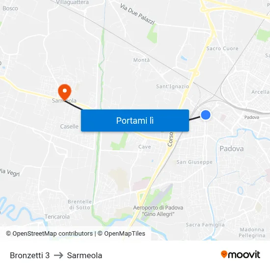 Bronzetti 3 to Sarmeola map