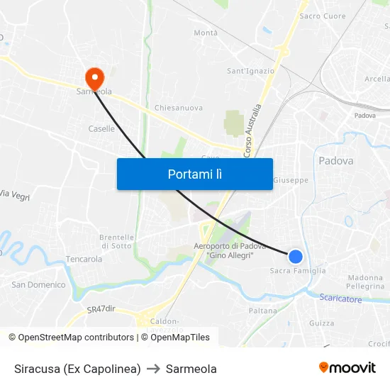Siracusa (Ex Capolinea) to Sarmeola map