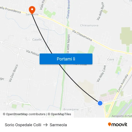 Sorio Ospedale Colli to Sarmeola map