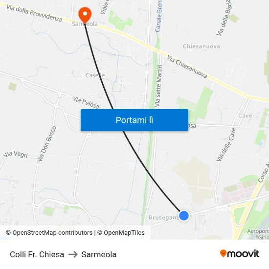 Colli Fr. Chiesa to Sarmeola map