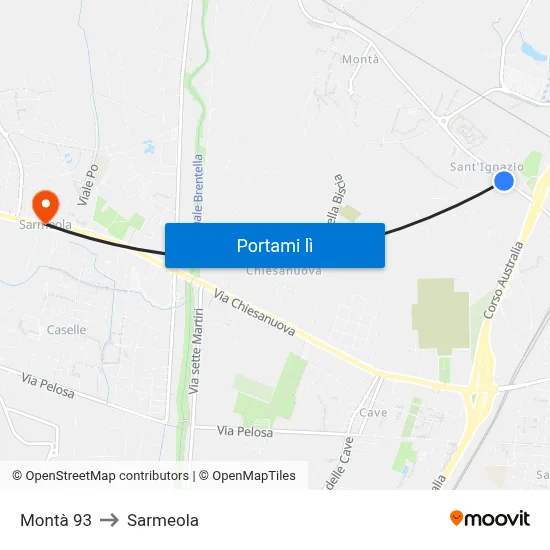 Montà 93 to Sarmeola map