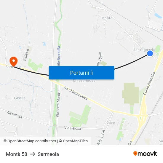 Montà 58 to Sarmeola map