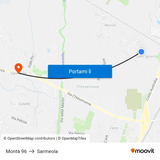 Montà 96 to Sarmeola map