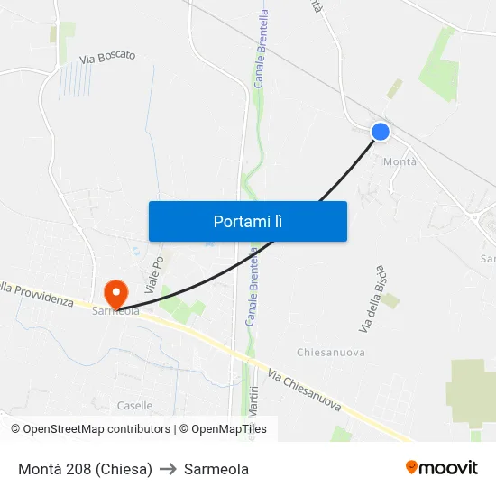 Montà 208  (Chiesa) to Sarmeola map