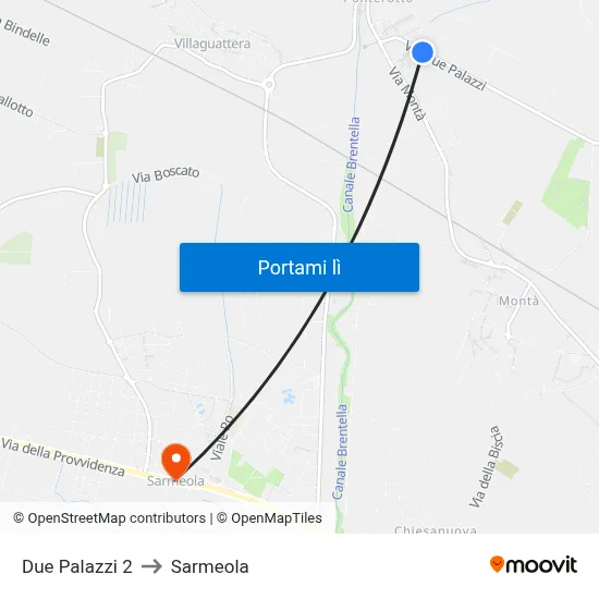Due Palazzi 2 to Sarmeola map