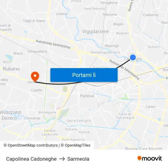 Capolinea Cadoneghe to Sarmeola map