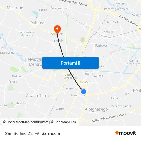 San Bellino 22 to Sarmeola map