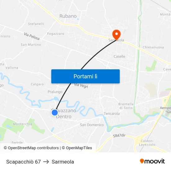 Scapacchiò 67 to Sarmeola map