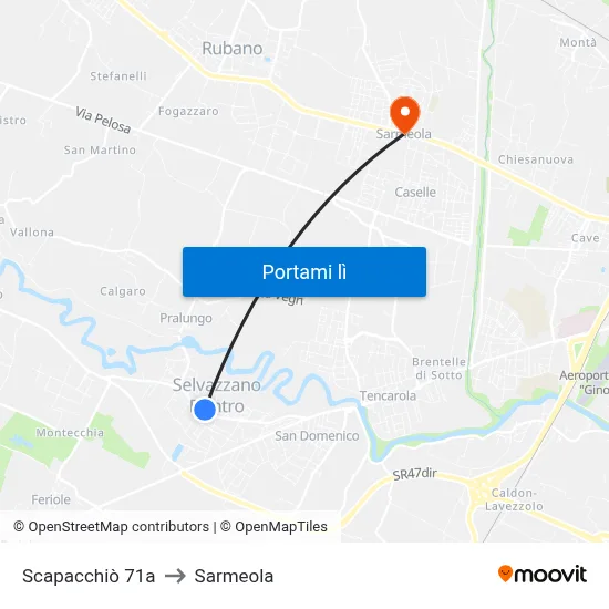 Scapacchiò 71a to Sarmeola map