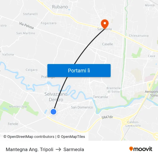Mantegna Ang. Tripoli to Sarmeola map