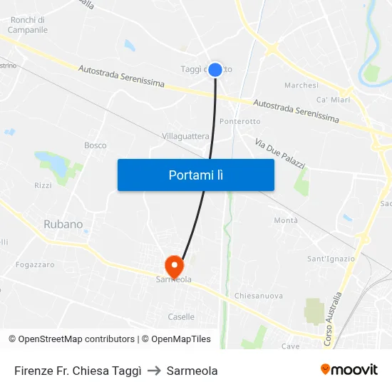 Firenze Fr. Chiesa Taggì to Sarmeola map