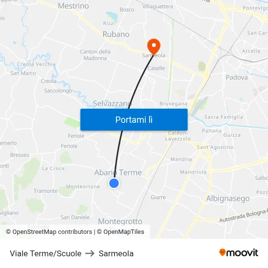 Viale Terme/Scuole to Sarmeola map