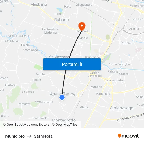 Municipio to Sarmeola map