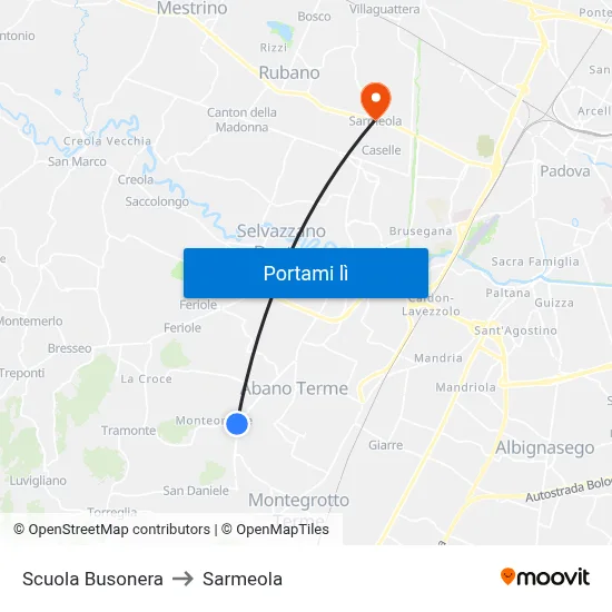Scuola Busonera to Sarmeola map