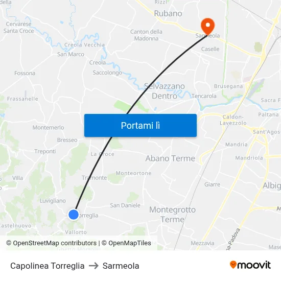 Capolinea Torreglia to Sarmeola map