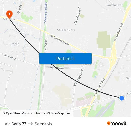 Via Sorio 77 to Sarmeola map