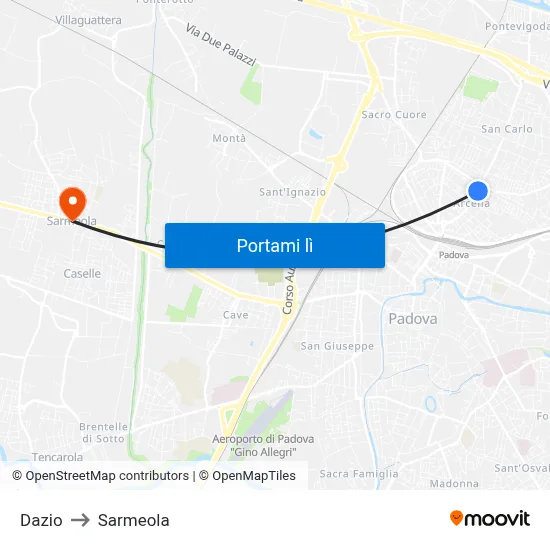 Dazio to Sarmeola map