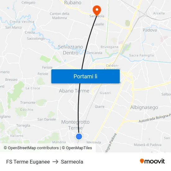 FS Terme Euganee to Sarmeola map