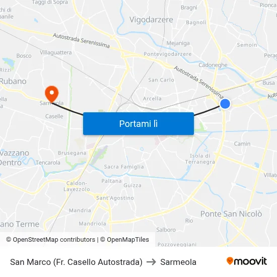 San Marco (Fr. Casello Autostrada) to Sarmeola map